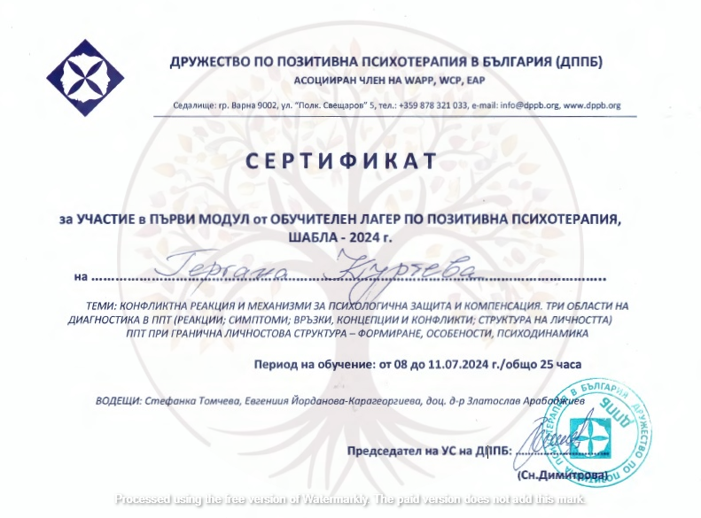 Oбучителен лагер по позитивна психотерапия